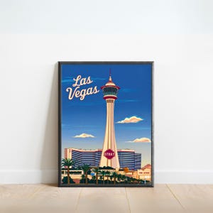 Strat Las Vegas Vintage Travel Poster - Las Vegas Print, US Wall Art, Framed, Gift Nevada Present