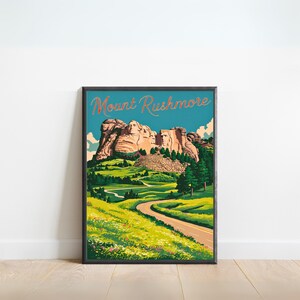 Mount Rushmore Vintage Travel Poster - Mount Rushmore Print, South Dakota Wall Art, Framed present, Gift South Dakota Present