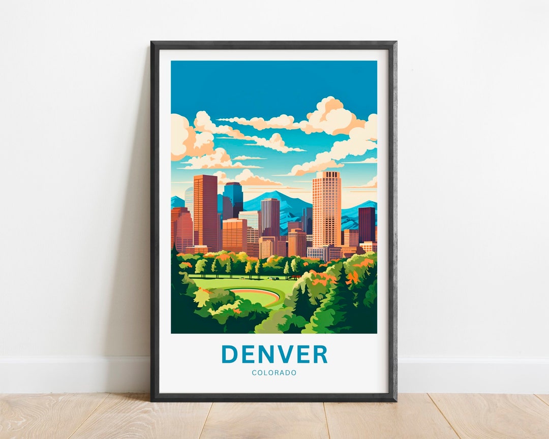 Denver Travel Print Denver Poster Colorado Wall Art Framed Etsy
