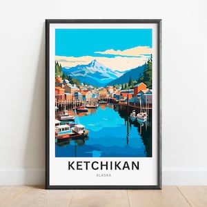 Ketchikan Travel Print - Ketchikan poster, Alaska Wall Art, Framed present, Gift Alaska Present