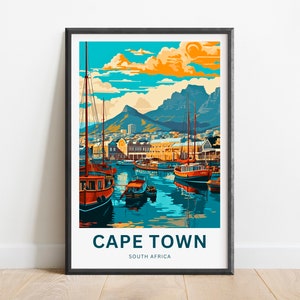 Cape Town Travel Print - Cape Town poster, Africa Wall Art, Framed present, Gift Africa Present