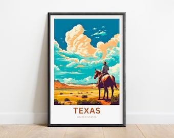 Texas Travel Print - Texas poster, United States Wall Art, Framed present, Gift United States Present