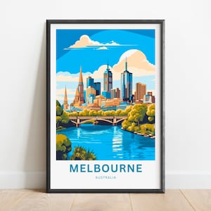 Melbourne Travel  Print - Melbourne poster, Australia Wall Art, Framed present, Gift Australia Present Decor, Customize Your Text