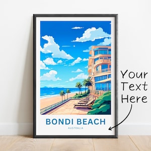 Personalized Bondi Beach Travel Print - Bondi Beach poster, Australia Wall Art, Framed present, Gift Australia Present