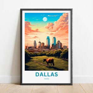 Dallas Travel Print - Dallas poster, Texas Wall Art, Framed present, Gift Texas Present, Customize Your Text