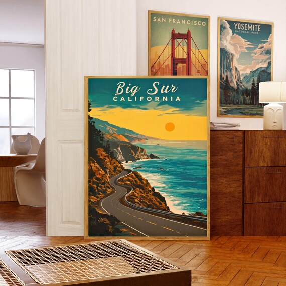 Big Sur Vintage Travel Poster - Big Sur Print, California Wall Art