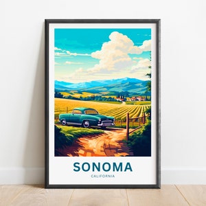 Sonoma Travel Print - Sonoma poster, California Wall Art, Framed present, Gift California Present