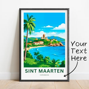 Personalized Sint Maarten Travel Print - Sint Maarten poster, Caribbean Wall Art, Framed present, Gift Saint Martin Present
