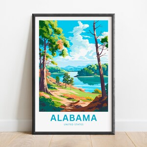 Alabama Travel Print - Alabama poster, United States Wall Art, Framed present, Gift United States Present