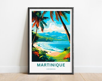 Martinique Wall Art: Caribbean Travel Poster (Minimalist Design)