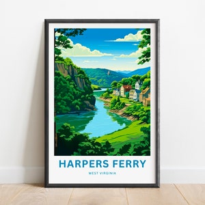 Harpers Ferry Travel Print - Harper&#39;s Ferry poster, West Virginia Wall Art, Framed present, Gift West Virginia Present, Customized Your Text