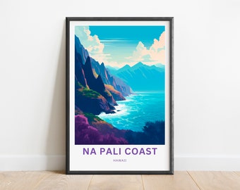 Na Pali Coast Kunstdruck: Hawaii Poster, minimalistisches Wandbild