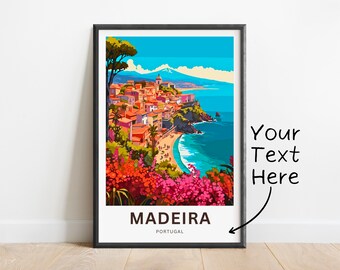 Personalized Madeira Travel Print - Madeira poster, Portugal Wall Art, Framed present, Gift Portugal Present