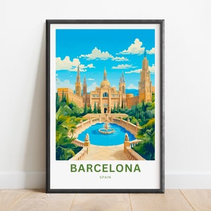 Barcelona Travel Print - Barcelona poster, Spain Wall Art, Framed present, Gift Spain Present