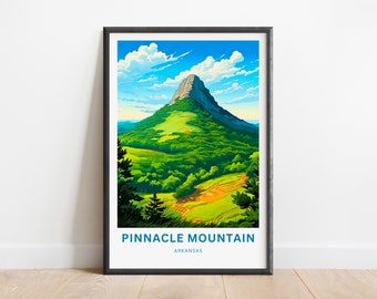 Pinnacle Mountain Travel Print - Pinnacle Mountain poster, Arkansas Wall Art, Framed present, Gift Arkansas Present, Customized Your Text