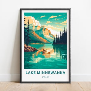 Lake Minnewanka Travel Print - Lake Minnewanka poster, Canada Wall Art, Framed present, Gift Canada Present