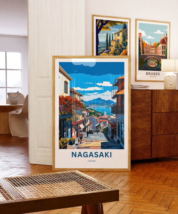 Personalized Nagasaki Travel Print - Nagasaki Poster, Japan Wall