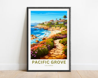 Pacific Grove Travel Print - Pacific Grove poster, California Wall Art, Framed present, Gift California Present