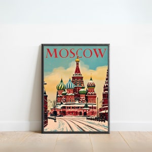 Moscow Vintage Travel Poster - Moscow Print, Russia Wall Art, Framed, Gift Russia Present