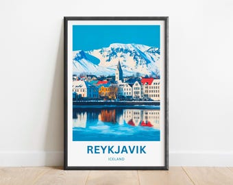 Reykjavik Travel Print - Reykjavik Poster, Island Wandkunst, gerahmtes Geschenk, Island Geschenk