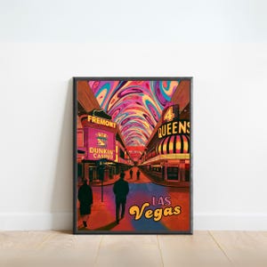 Fremont Las Vegas Vintage Travel Poster - Las Vegas Print, US Wall Art, Framed, Gift Nevada Present