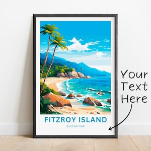 Personalized Fitzroy Island Travel Print -Fitzroy Island poster, Queensland, Australia Wall Art, Framed present, Gift Australia Present