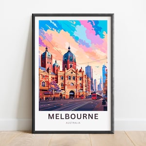 Melbourne Travel  Print - Melbourne poster, Australia Wall Art, Framed present, Gift Australia Present Decor, Customize Your Text