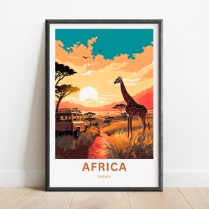 Africa Safari Travel Print, Africa Safari poster, African Wall Art, Framed present, Gift Africa Present, Customize Your Text