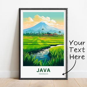 Personalized Java Travel Print - Java poster, Indonesia Wall Art, Framed present, Gift Indonesia Present