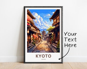 Gepersonaliseerde Kyoto-reisafdruk - Kyoto-poster, Japanse muurkunst, ingelijst cadeau, cadeau Japan cadeau