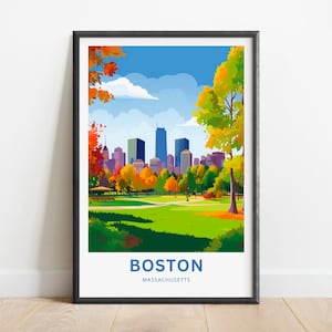 Boston Travel Print - Boston poster, Massachusetts Wall Art, Framed present, Gift Massachusetts Present