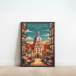 Toulouse Vintage Travel Poster, Toulouse print, France Wall Art, Framed present, Gift France Present