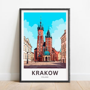 Krakow Travel Print - Krakow poster, Poland Wall Art, Framed present, Gift Poland Present