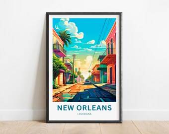 Impresión de viaje de Nueva Orleans - Cartel de Nueva Orleans, Arte de la pared de Luisiana, Presente enmarcado, Regalo Luisiana presente