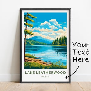 Personalized Lake Leatherwood Travel Print- Lake Leatherwood poster, Arkansas Wall Art, Framed present, Gift Arkansas, Custom text