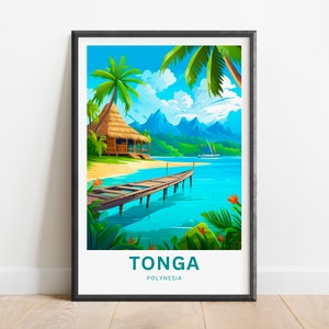 Tonga Travel Print - Tonga poster, Polynesia Wall Art, Framed present, Gift Oceania  Present