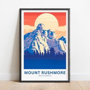 Mount Rushmore Travel Print - South Dakota poster, Mount Rushmore Wall Art, Framed present, Gift South Dakota Present