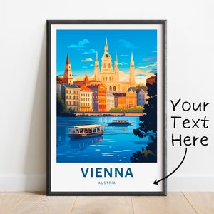 Impressão personalizada de viagem de Viena - pôster de Viena, arte de parede da Áustria, presente emoldurado, presente da Áustria