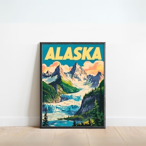 Alaska Vintage Travel Poster, Alaska print, USA Wall Art, Framed present, Gift United States Present