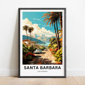 Santa Barbara Travel Print - Santa Barbara Lake poster, California Wall Art, Framed present, Gift California Present