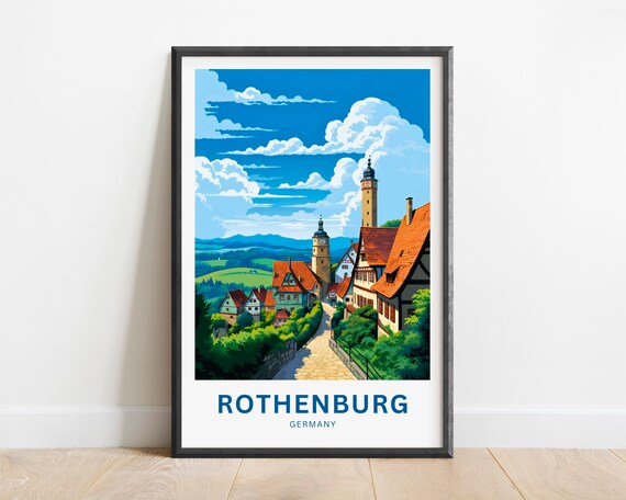Rothenburg Travel Print - Rothenburg poster, Germany Wall Art, Framed present, Gift Germany Present