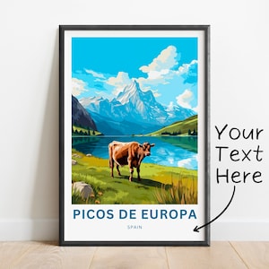 Impresión de viaje personalizada de Picos de Europa: póster de Picos de Europa, arte de pared de España, regalo enmarcado, regalo de España