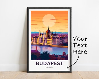 Impression personnalisée de voyage à Budapest - affiche de Budapest, art mural Hongrie, cadeau encadré, cadeau Hongrie