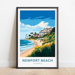 Newport Beach Travel Print - Newport Beach poster, California Wall Art, Framed present, Gift California Present
