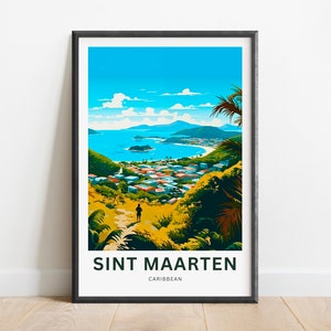 Sint Maarten Travel Print - Sint Maarten poster, Caribbean Wall Art, Framed present, Gift Saint Martin Present