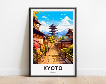 Kyoto-reisafdruk - Kyoto-poster, Japanse muurkunst, ingelijst cadeau, cadeau Japan cadeau