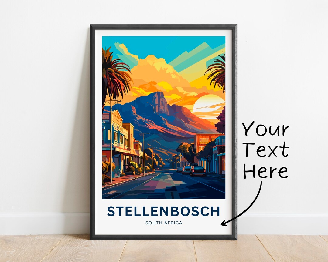 Personalized Stellenbosch Travel Print Stellenbosch Poster, South Africa Wall Art, Framed