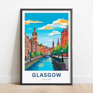 Glasgow Travel Print - Glasgow poster, Scotland Wall Art, Framed present, Gift Scotland Present