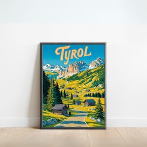 Tirol Vintage Reise Poster - Tirol Druck, Österreich Wand Kunst, gerahmtes Geschenk, Geschenk Österreich Geschenk