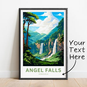 Personalized Angel Falls Travel Print - Angel Falls poster, Venezuela Wall Art, Framed present, Gift Venezuela Present
